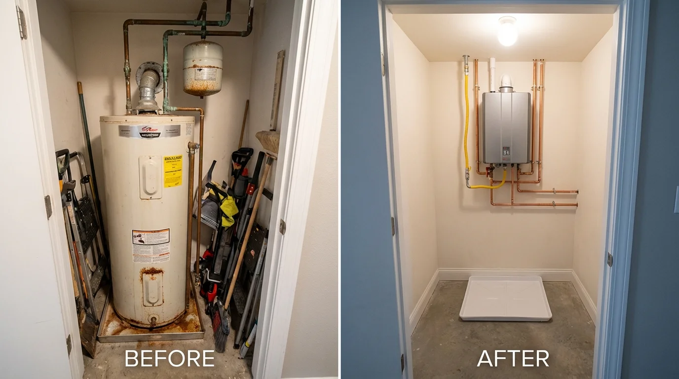 Tank water heater versus wall-mounted tankless unit comparison for Citrus Heights, CA homeowners