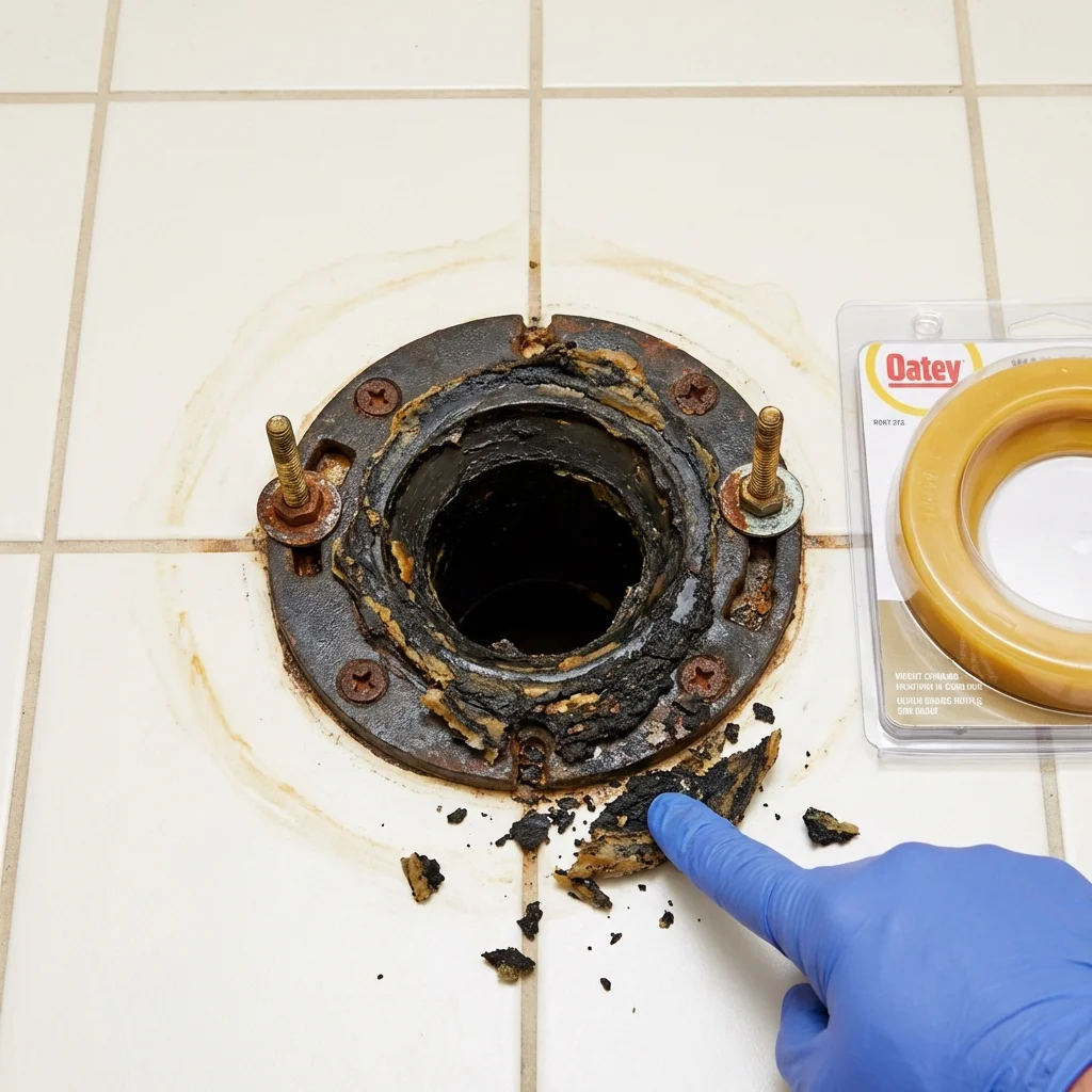 Failed wax ring showing water seepage at the base of a toilet in a Citrus Heights, CA home