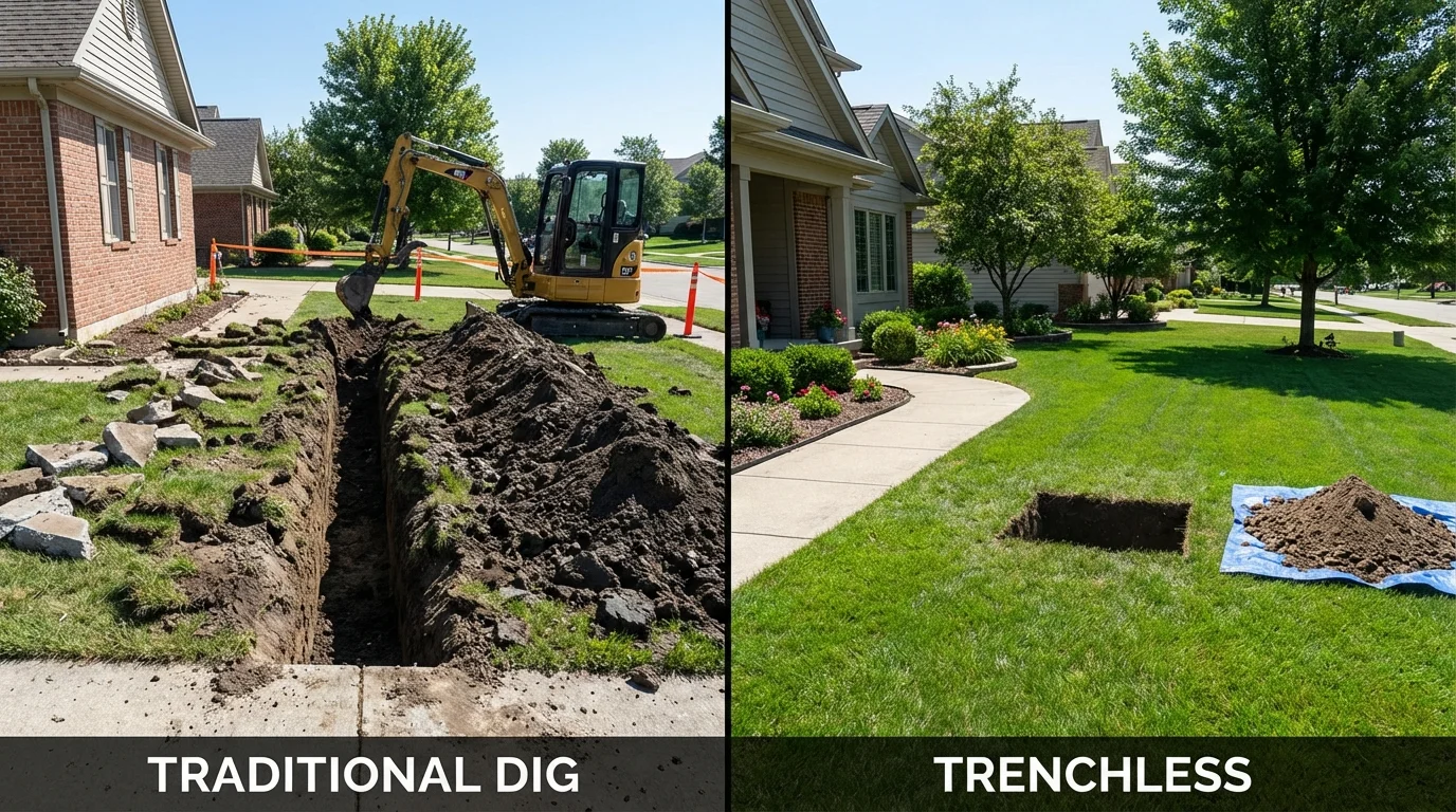 Trenchless sewer repair with minimal yard damage versus traditional excavation in Citrus Heights, CA